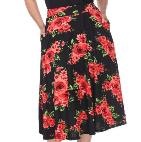 Floral A-Line Shape Plus Size Skirt PS709-182 - Picture 1 of 3